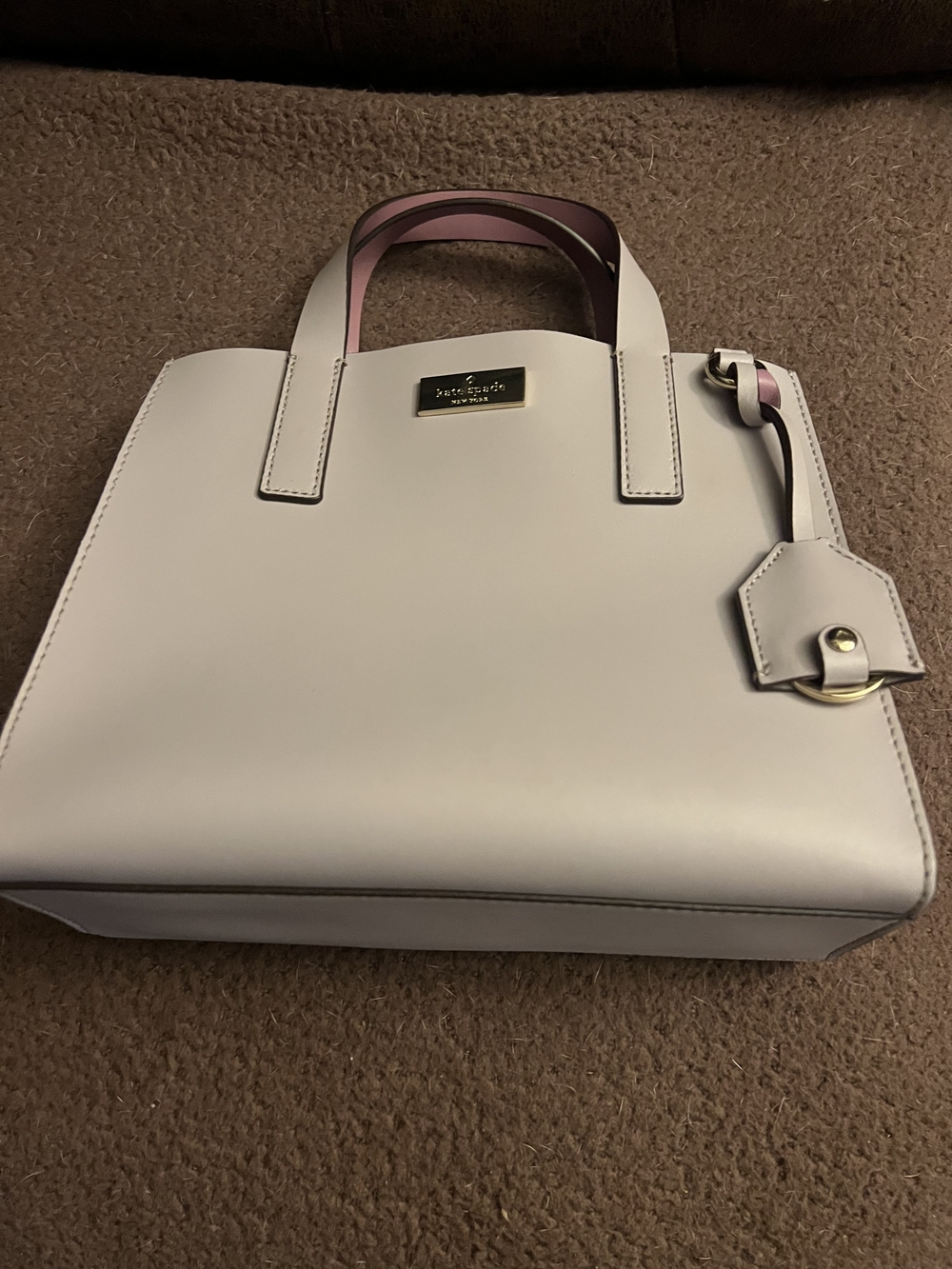Kate Spade Lavendar Tote with Pink-Trim Handles